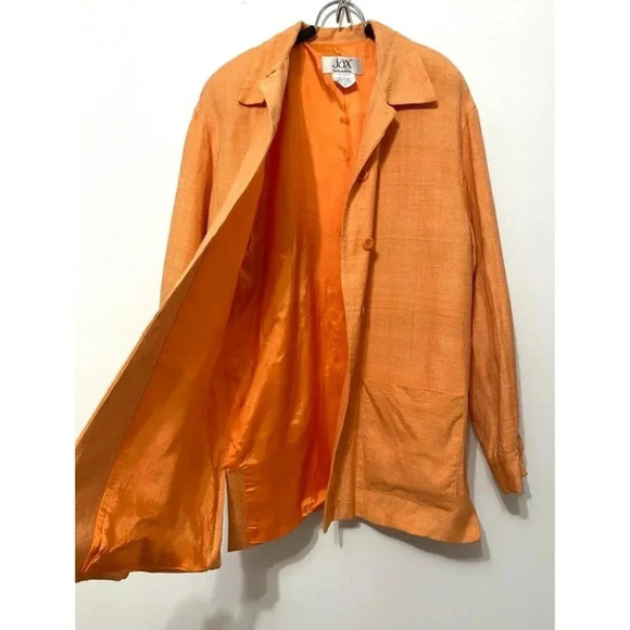 Vintage - Pure Silk Orange Button Down Spring Blazer / Jacket - Picture 4 of 7